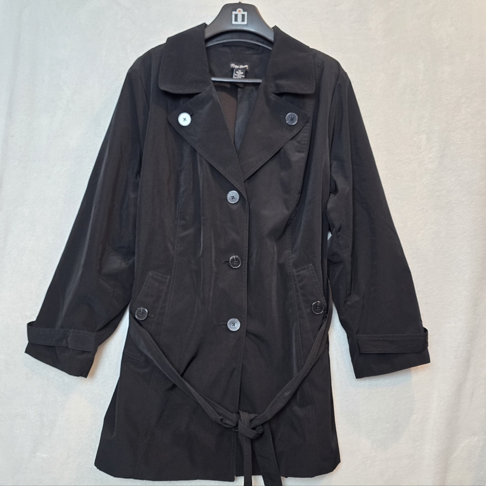 Maggie Barnes Lightweight Belted Trench Style Jacket Black 3X 26/28